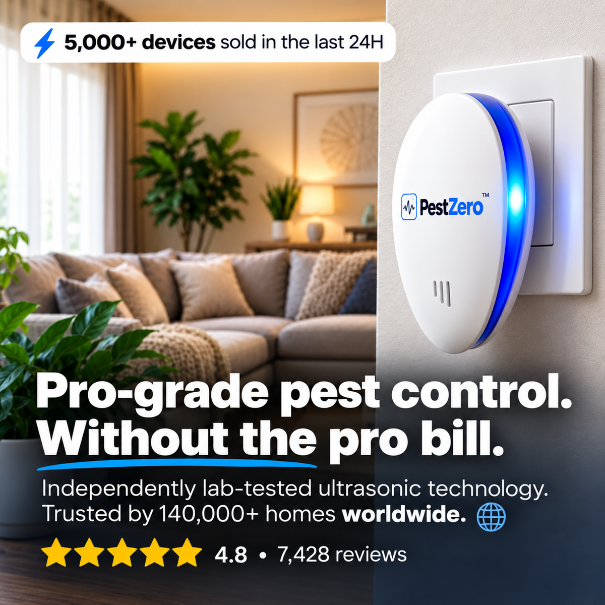 PestZero™ Ultrasonic Pest Repeller - Banish 14+ Pests for Good